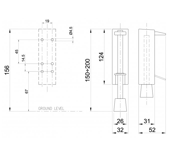Deurvastzetter voetstift 30x122 mm wit - Afbeelding 2
