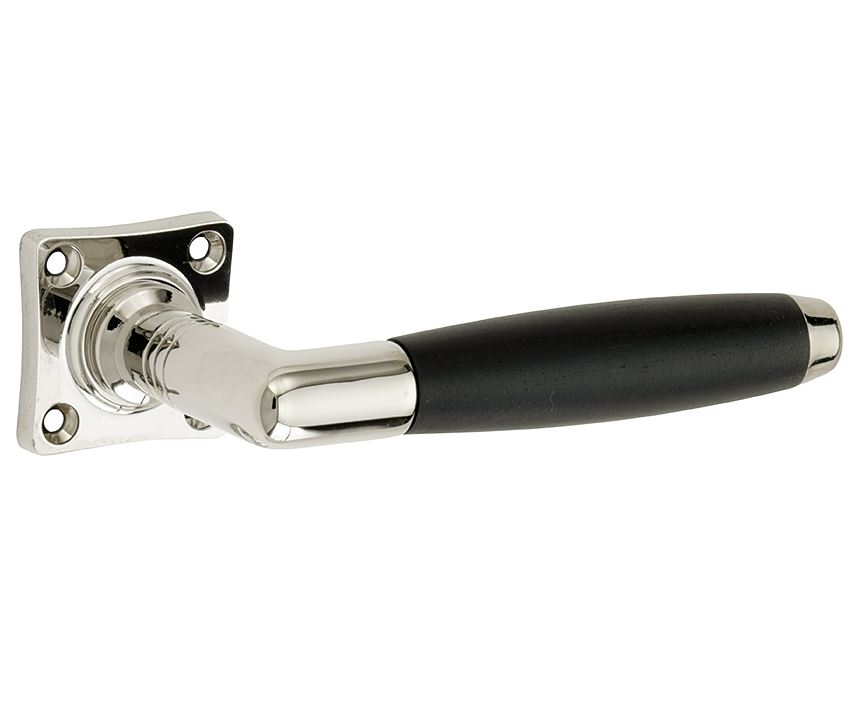 Deurklink op ongeveerd vierkant rozet Ton ebben glans nikkel