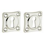 Set van twee sleutelplaatjes vierkant 38 mm glans nikkel