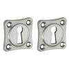 Set van twee Sleutelplaatjes vierkant 38 mm mat nikkel ongelakt