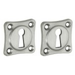 Set van twee Sleutelplaatjes vierkant 38 mm mat nikkel ongelakt