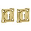 Set van twee Sleutelplaatjes Vierkant 38 mm messing antiek