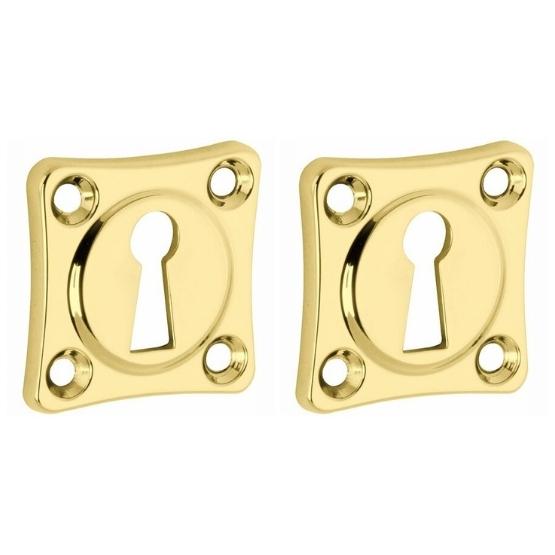 Set van twee Sleutelplaatjes Vierkant 38 mm messing gelakt
