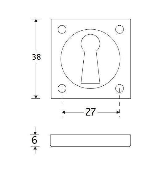 Set van twee Sleutelplaatjes Vierkant 38 mm messing gelakt - Afbeelding 2