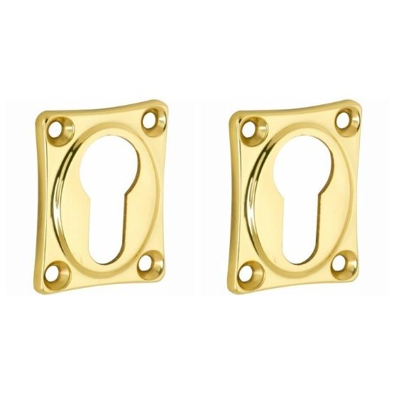 Set van twee PC-Plaatjes Vierkant messing ongelakt