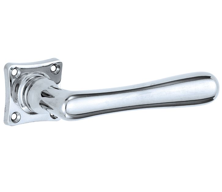 Deurklink op geveerd vierkant rozet Linea glans chroom