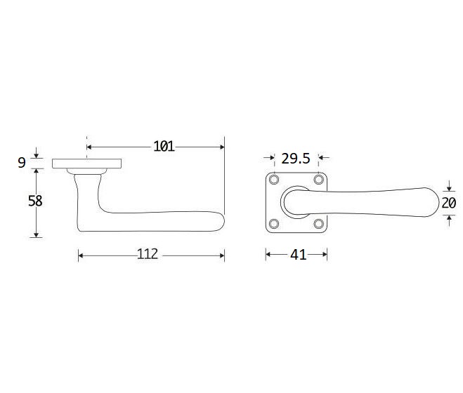 Deurklink op geveerd vierkant rozet Linea glans chroom - Afbeelding 2