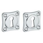 Set van twee Sleutelplaatjes Vierkant 38 mm glans chroom