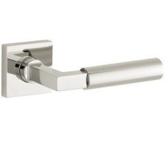 Deurklink op geveerd rozet verdekt Bauhaus glans nikkel