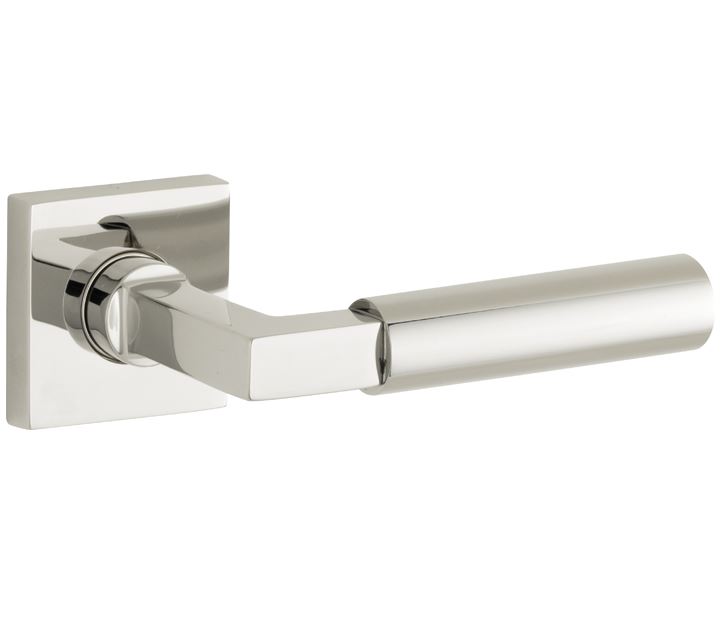 Deurklink op geveerd rozet verdekt Bauhaus glans nikkel