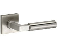 Deurklink op geveerd rozet verdekt Bauhaus mat nikkel ongelakt