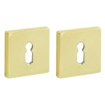 Set van twee Sleutelplaatjes Bauhaus verdekt messing ongelakt