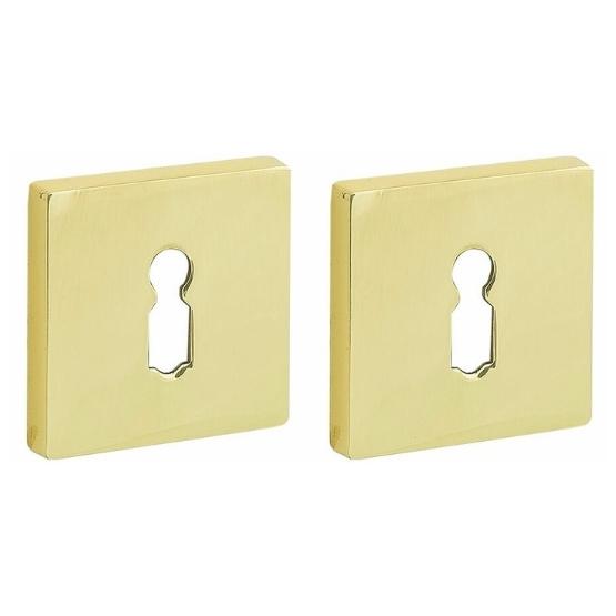 Set van twee Sleutelplaatjes Bauhaus verdekt messing ongelakt