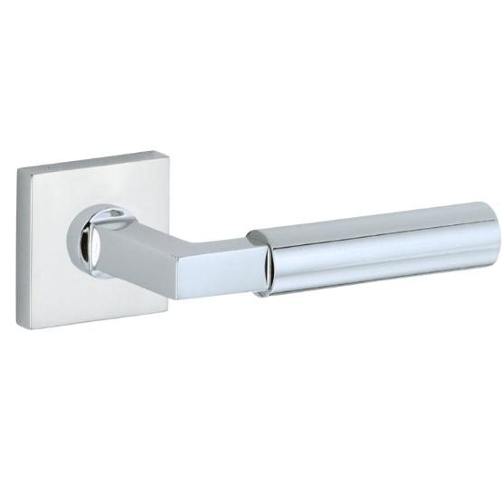 Deurklink op geveerd rozet verdekt Bauhaus glans chroom