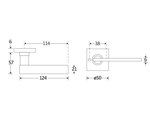 Deurklink op geveerd rozet verdekt Piatto mat nikkel ongelakt - Afbeelding 2