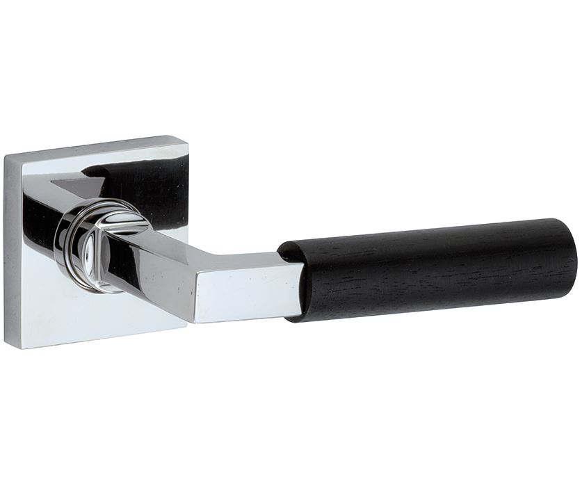 Deurklink op geveerd rozet verdekt Bauhaus ebben glans chroom