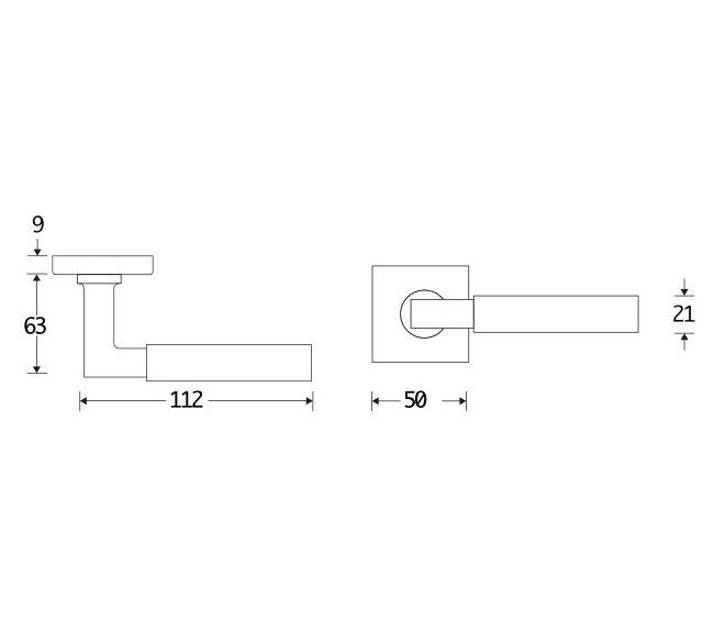 Deurklink op geveerd rozet verdekt Bauhaus ebben messing antiek - Afbeelding 2