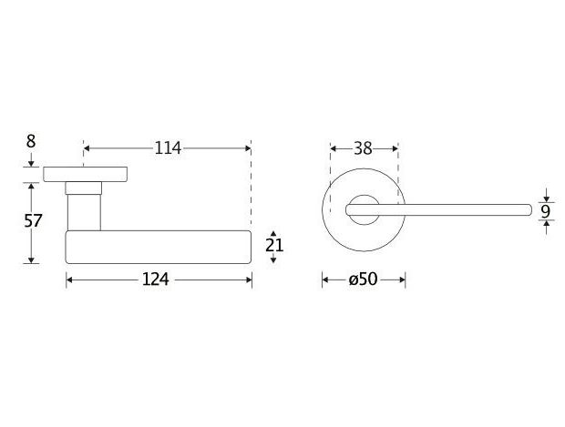 Deurklink op geveerd rozet Piatto/Vivo mat nikkel ongelakt - Afbeelding 2
