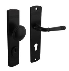 Intersteel voordeurbeslag Helena knop/kruk PC72 met kerntrek beveiliging zwart