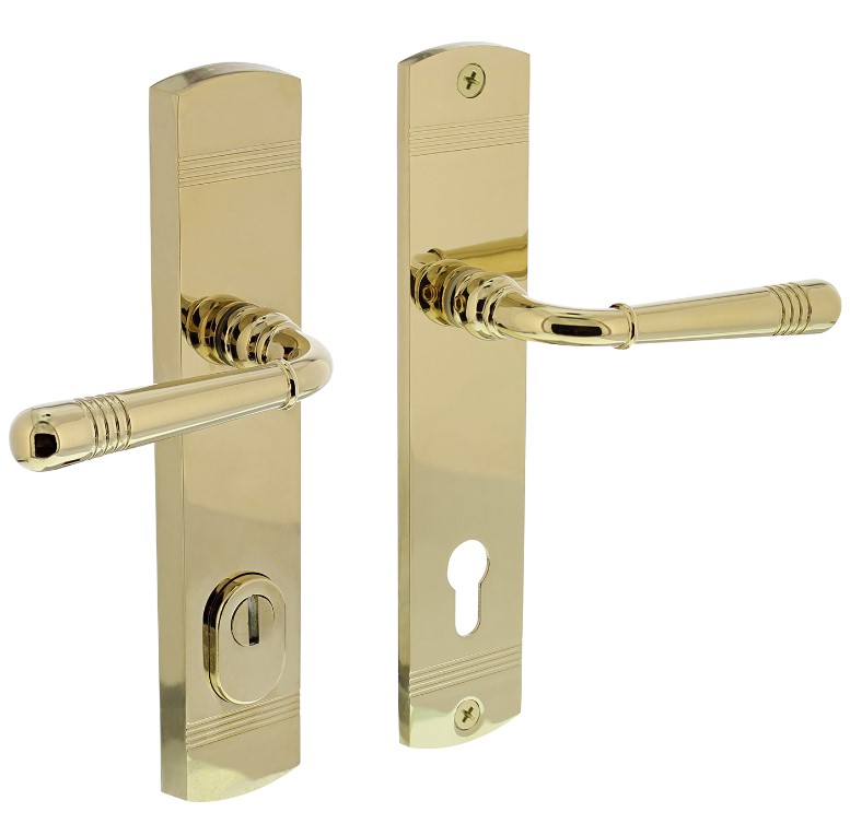 Intersteel achterdeurbeslag Helena kruk/kruk PC92 met kerntrek beveiliging messing PVD