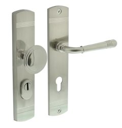 Intersteel voordeurbeslag Helena knop/kruk PC72 met kerntrek beveiliging nikkel mat