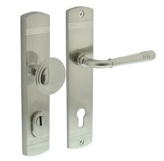 Intersteel voordeurbeslag Helena knop/kruk PC92 met kerntrek beveiliging nikkel mat