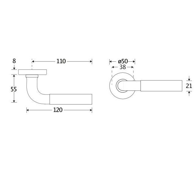 Deurklink op geveerd rozet Frankfurt/Vivo mat nikkel ongelakt - Afbeelding 2