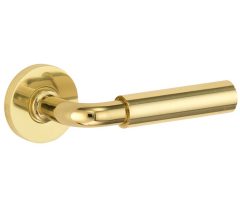 Deurklink op geveerd rozet Frankfurt/Vivo messing ongelakt