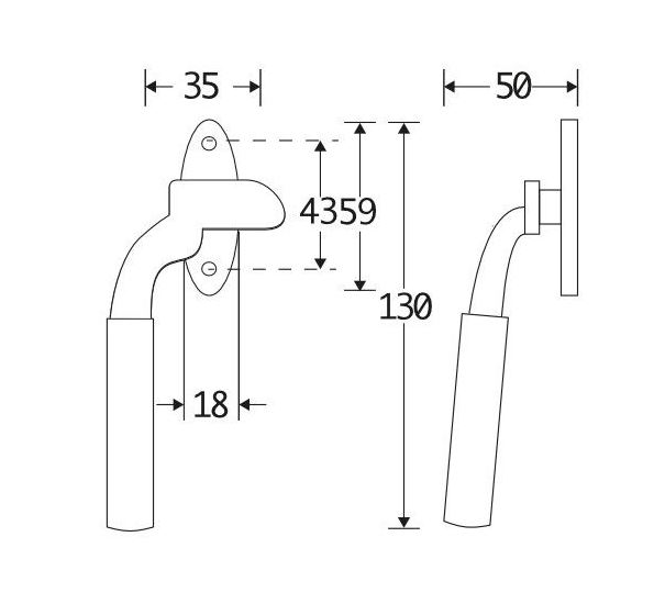 Raamboom Met Sluitplaat Rechts Frankfurt messing antiek - Afbeelding 2