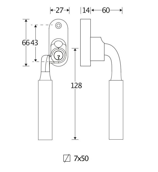 SKG2 Draaikiepgarnituur afsluitbaar Frankfurt/Smal Links glans nikkel - Afbeelding 2