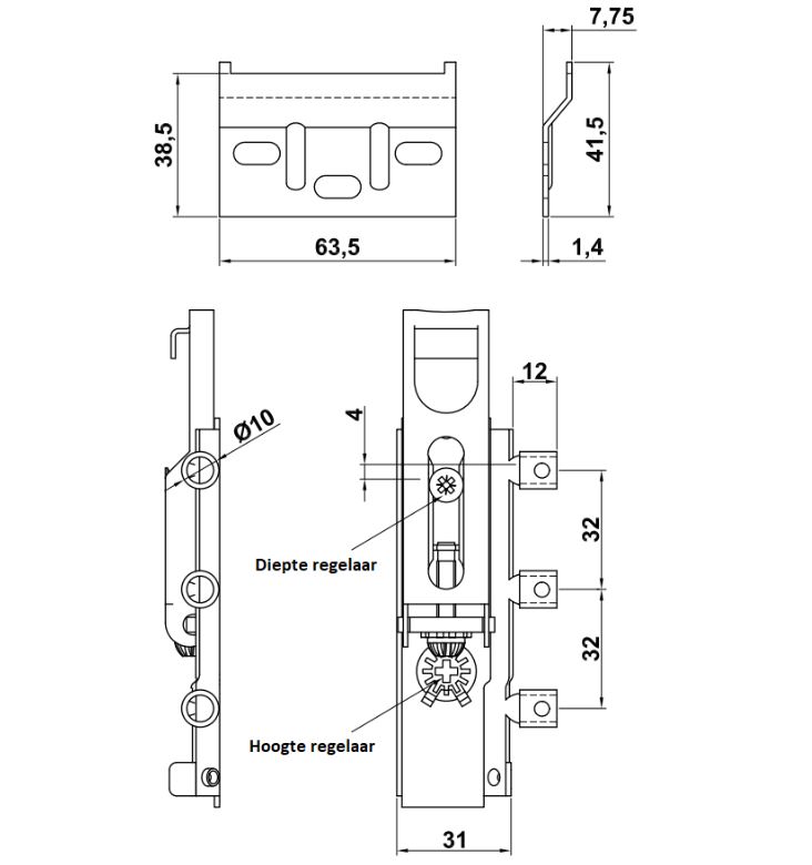 AMIG verstelbare ophangbeugel voor keukenkastjes staal verzinkt - Afbeelding 2
