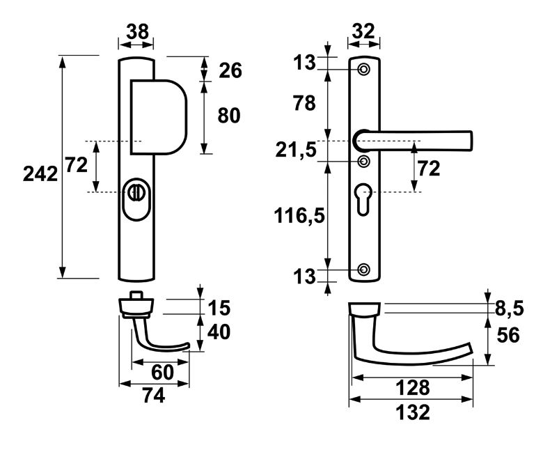 Axa Curve Plus Smal Veiligheidsbeslag PC72 met kerntrekbeveiliging knop/kruk SKG3 zwart - Afbeelding 2