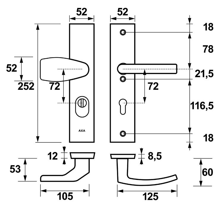 AXA Edge Plus veiligheidsbeslag PC72 SKG3 met kerntrekbeveiliging Wing-greep/kruk zwart - Afbeelding 2