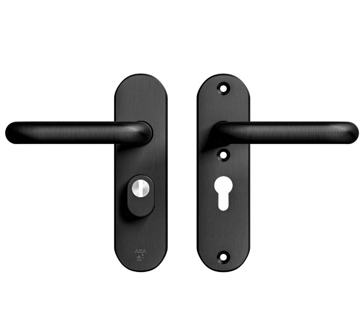 AXA Oval Plus kort veiligheidsbeslag PC55 SKG3 met kerntrekbeveiliging kruk/kruk zwart