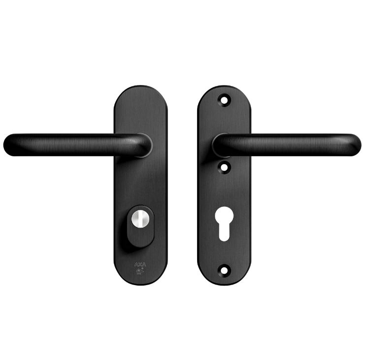 AXA Oval Plus kort veiligheidsbeslag PC72 SKG3 met kerntrekbeveiliging kruk/kruk zwart