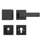 AXA set veiligheidsbeslag op vierkante rozet met kerntrekbeveiliging knop/kruk SKG3 aluminium zwart