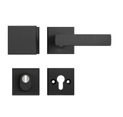 AXA set veiligheidsbeslag op vierkante rozet met kerntrekbeveiliging knop/kruk SKG3 aluminium zwart