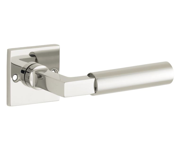 Deurklink op ongeveerd rozet Bauhaus glans nikkel