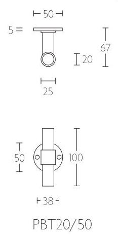 Enkele deurklink PIET BOON PBT20/50 PVD mat zwart - Afbeelding 2
