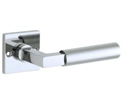 Deurklink op ongeveerd rozet Bauhaus glans chroom