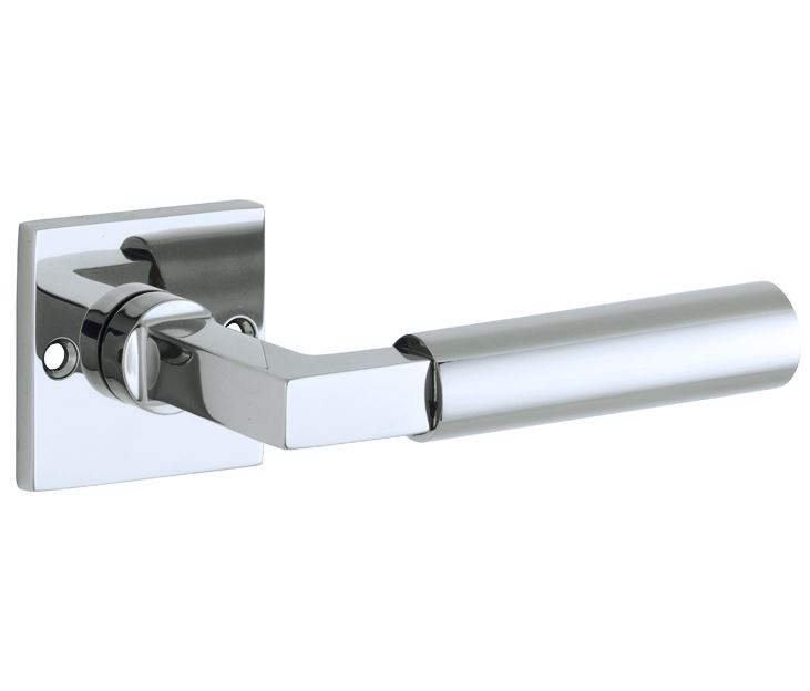 Deurklink op ongeveerd rozet Bauhaus glans chroom