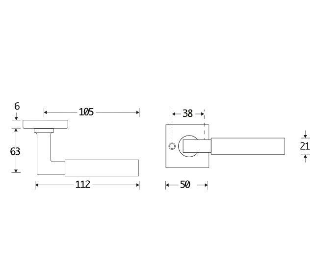 Deurklink op ongeveerd rozet Bauhaus glans chroom - Afbeelding 2