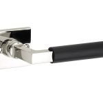 Deurklink op ongeveerd rozet Bauhaus ebben glans nikkel