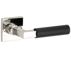 Deurklink op ongeveerd rozet Bauhaus ebben glans nikkel