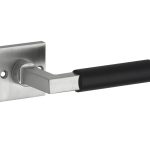 Deurklink op ongeveerd rozet Bauhaus ebben mat nikkel ongelakt