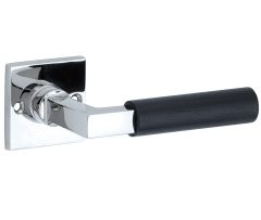 Deurklink op ongeveerd rozet Bauhaus ebben glans chroom