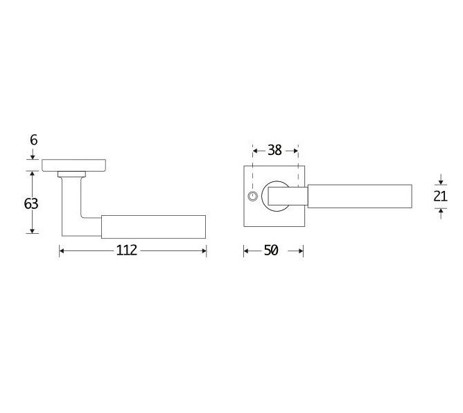 Deurklink op ongeveerd rozet Bauhaus ebben glans chroom - Afbeelding 2