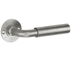 Deurklink op ongeveerd rozet Frankfurt/Chemin de Fer mat nikkel ongelakt