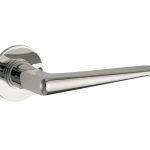 Deurklink op ongeveerd rozet Wig/Chemin de Fer glans nikkel