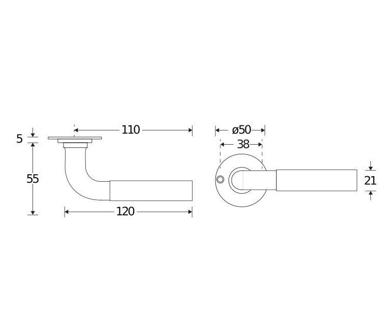 Deurklink op ongeveerd rozet Frankfurt ebben/Chemin de Fer glans nikkel - Afbeelding 2